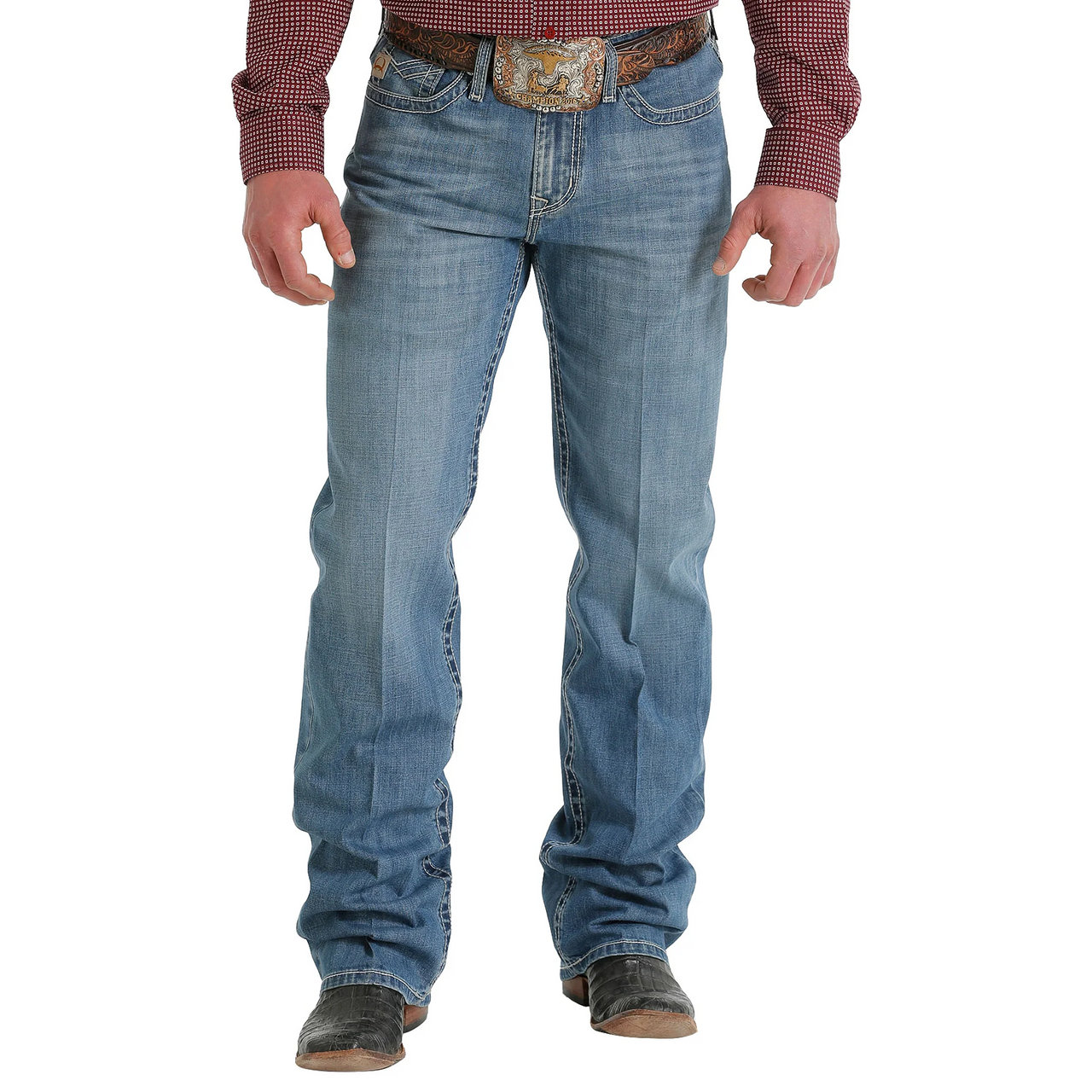 Cinch Mens Grant Relaxed Fit Bootcut Jeans - Medium Stonewash
