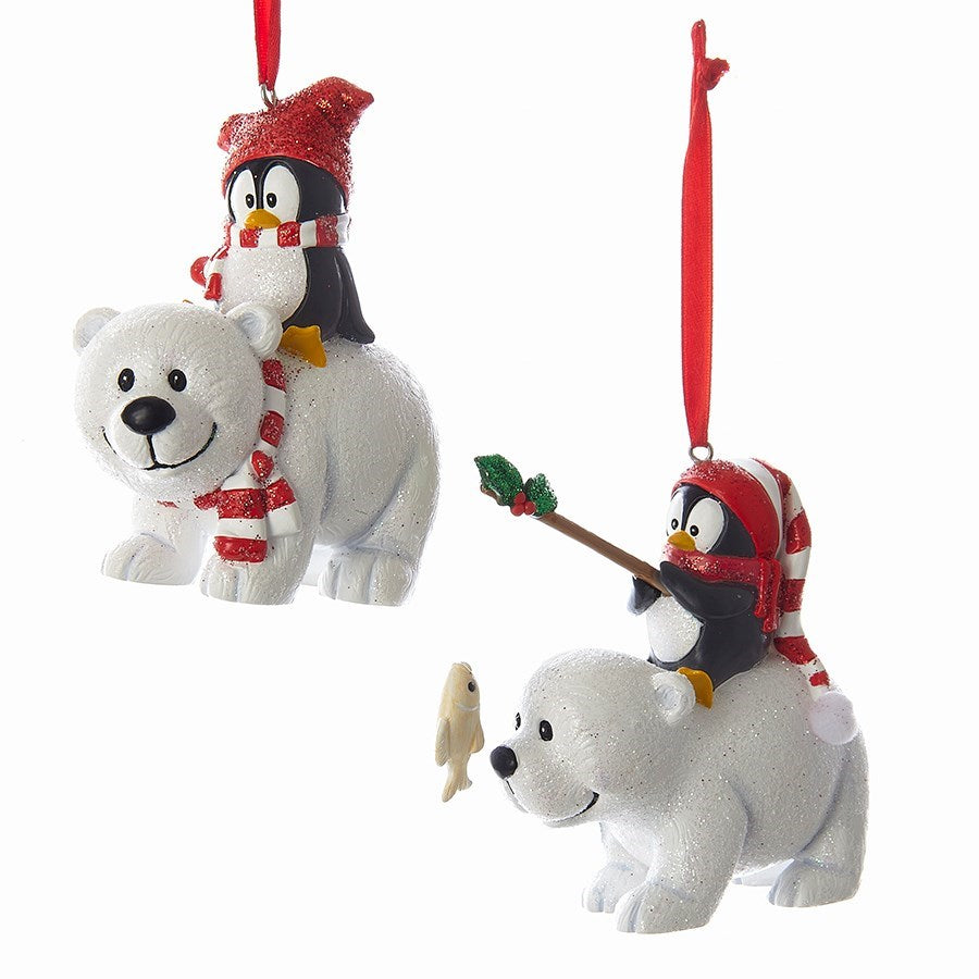 White Bear w/Penguin Ornament