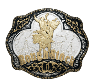 Crumrine Berry Edge Roughstock Rodeo Rectangle Buckle - Antique Brass