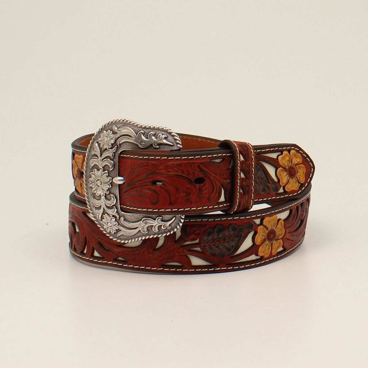 Nocona Women's Floral Embossed Belt - Red
