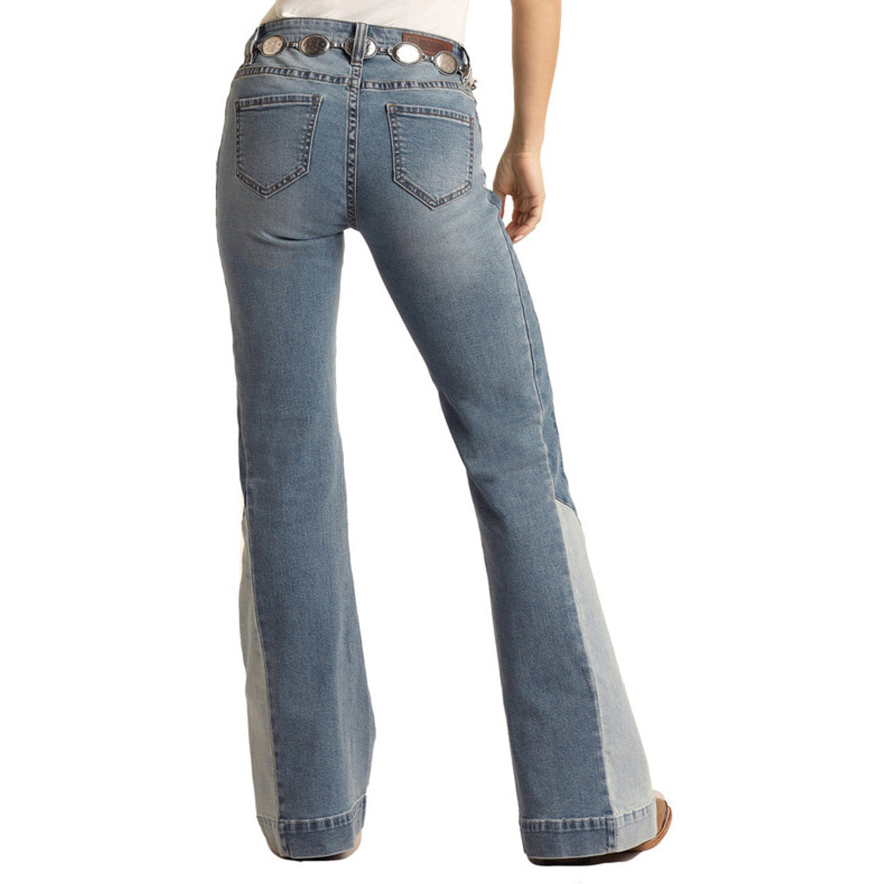 Rock & Roll Women's Patch Dye Mid Rise Jeans