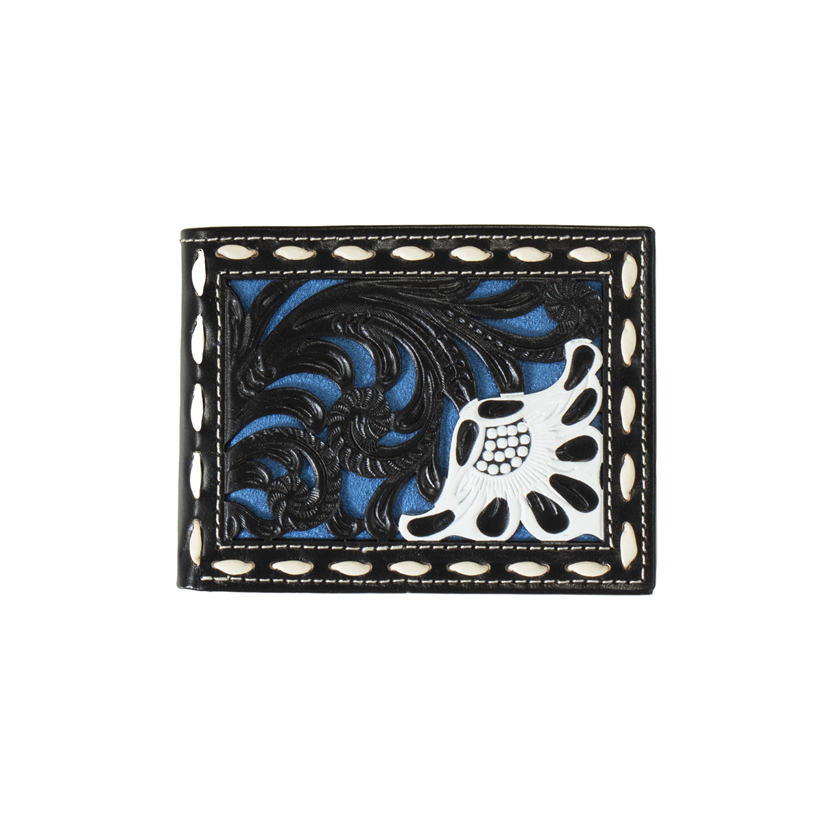 Nocona Men's Floral Filigree Bifold Wallet - Black/Blue