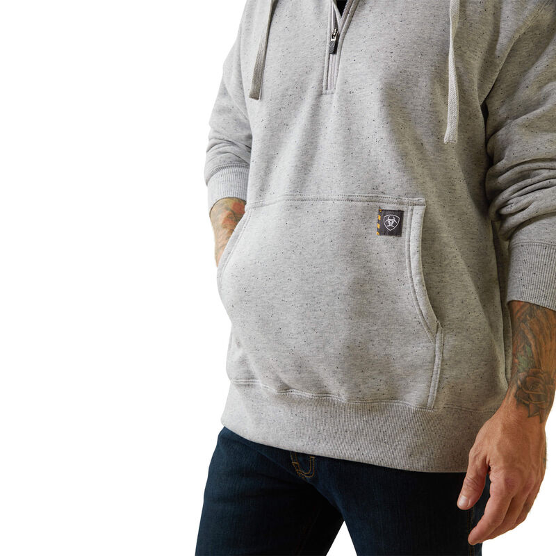 Ariat Mens Rebar Workman 1/4 Zip Hoodie - Heather Grey Spacedye