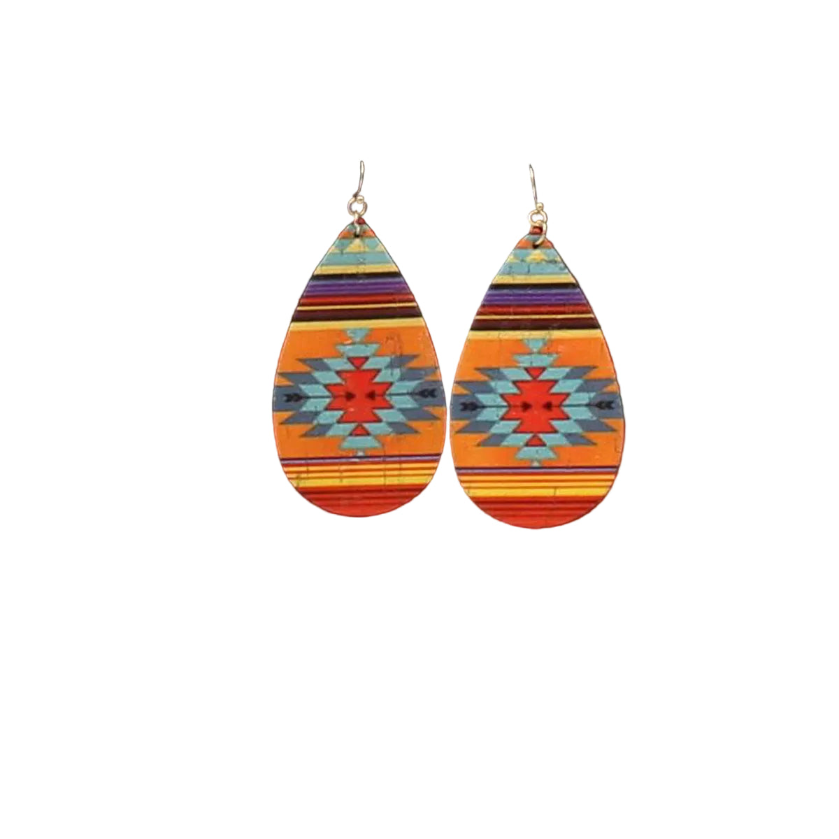 Silver Strike Aztec Tear Drop Earrings - Multi