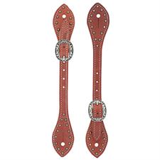 Weaver Leather Mens Flared Buttered Harness Leather Spur Straps - Canyon Rose
