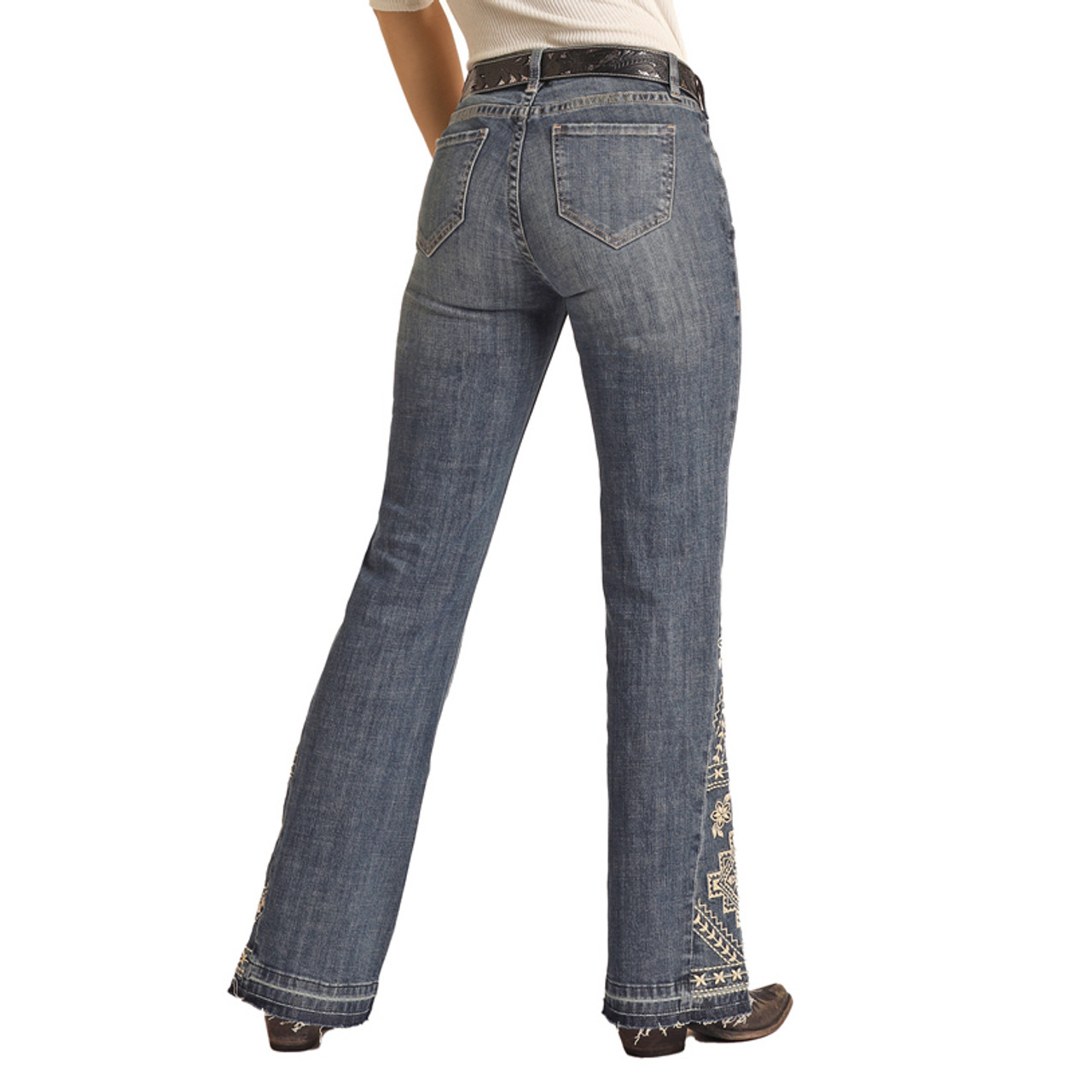 **Rock & Roll Womens Mid Rise Stretch Trouser Jeans - Medium Vintage