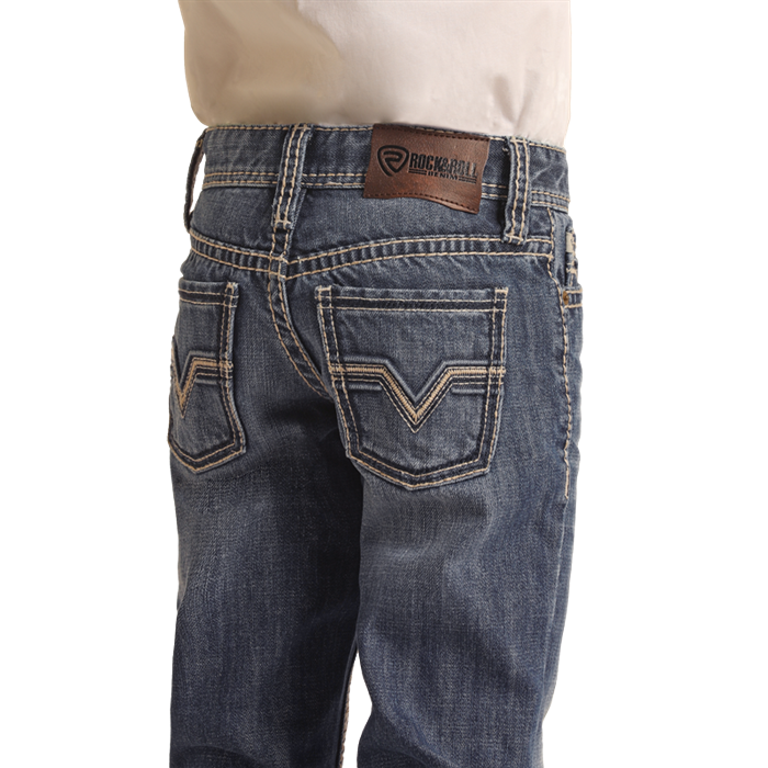 Rock & Roll Boys Two Tone Rope Stitch V Med Vintage Jeans