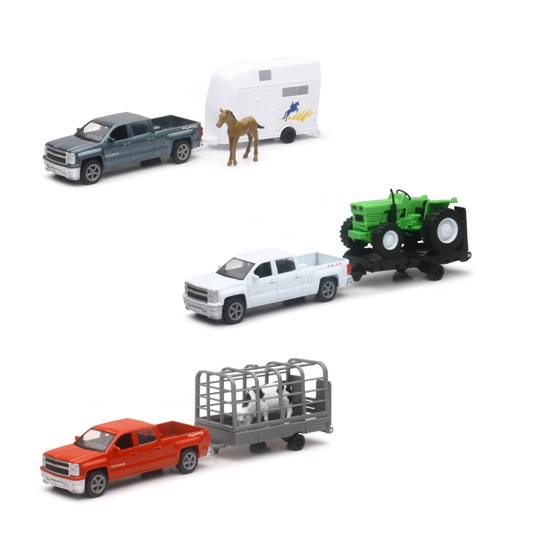 New Ray Toys 1:43 Chevy Pick Up With Farm Trailer