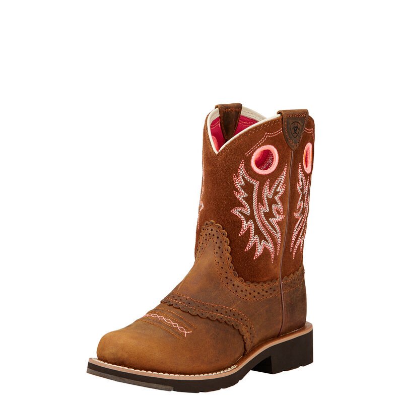 Ariat Girls Youth Fatbaby Cowgirl Western Boots - Powder Brown