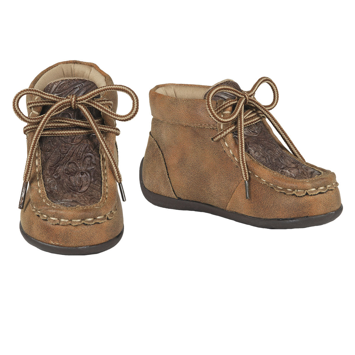 Double Barrel Youth Jed Casual Shoe - Tan w/Brown Embossed Center