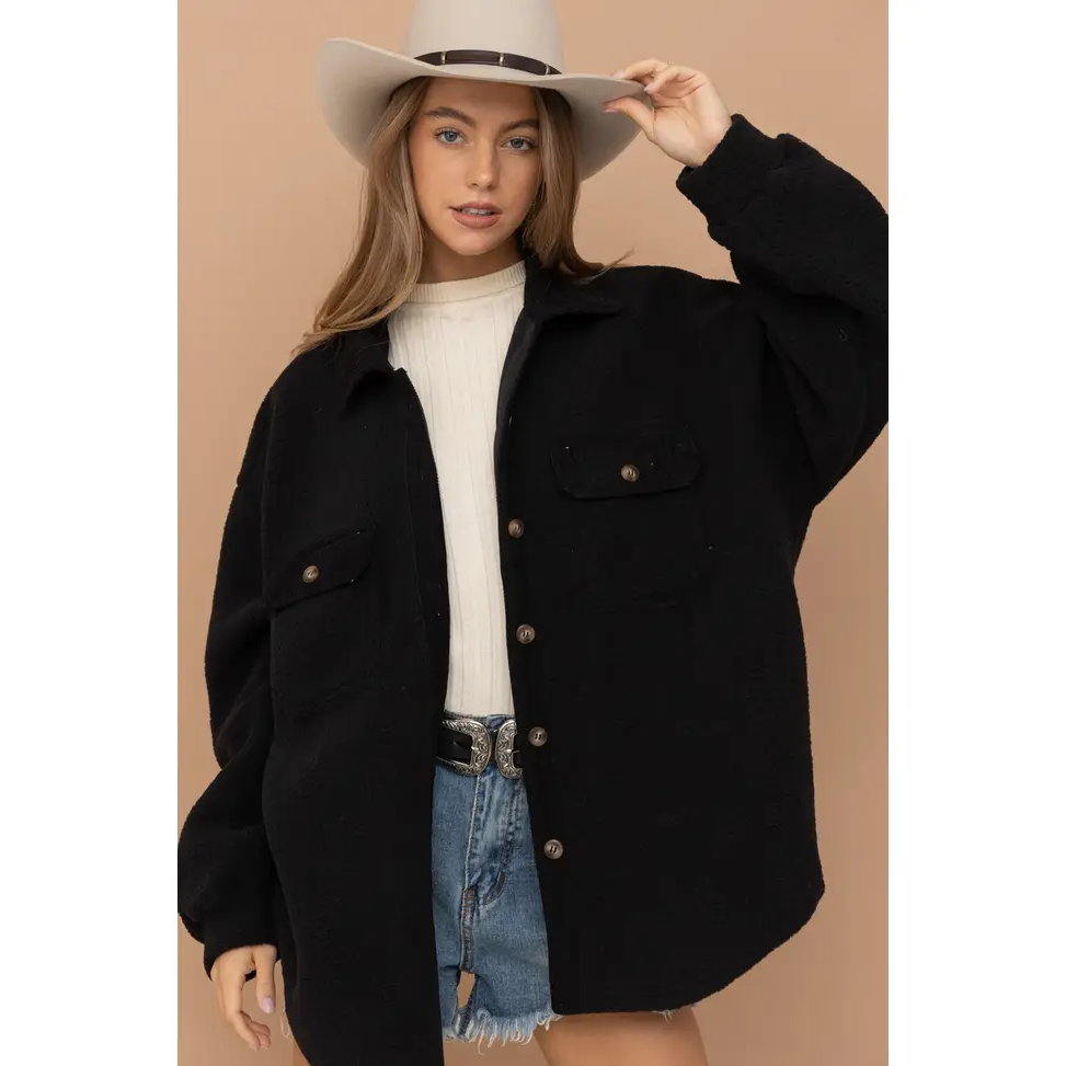 Blue B Corduroy Elbow Patch Mix Oversized Button Up Jacket