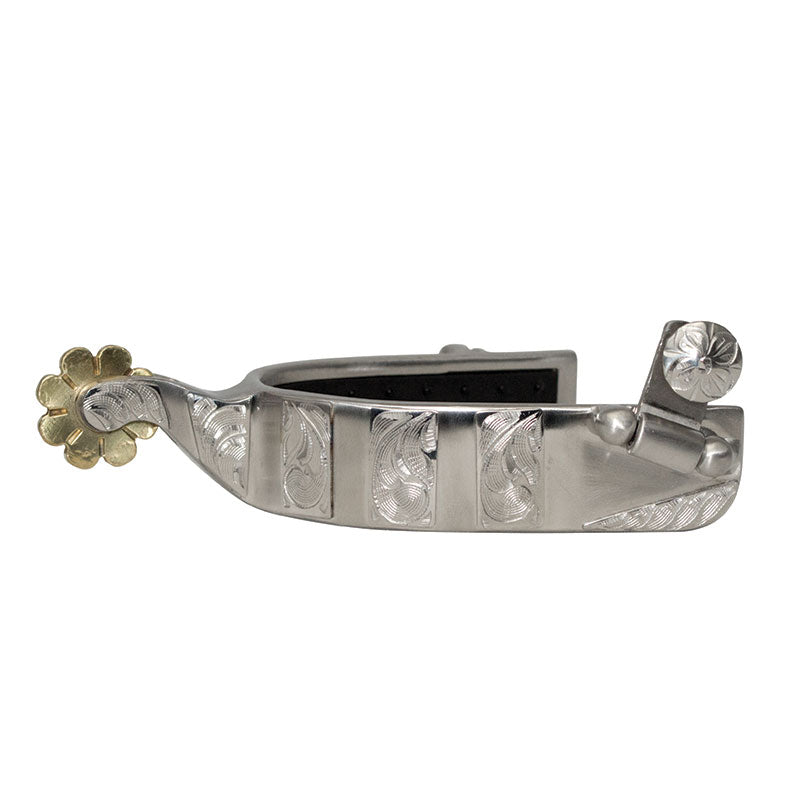 Metalab Spur RUBBER Inlayed Stainless Steel Brushed Roper Mens