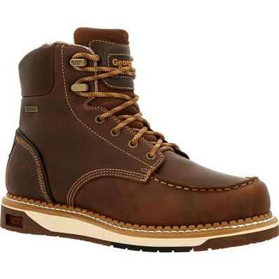 Georgia Men's AMP Lte 6" Wedge Waterproof Moc-Toe Work Boot - Brown