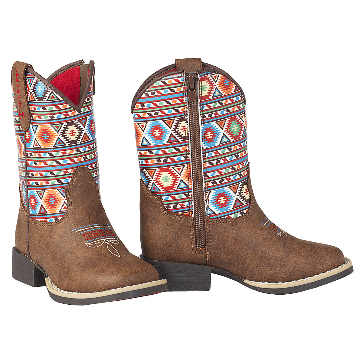 Twister Toddler Daniella Western Boots w/ Zipper Access - Multi Aztec/Brown