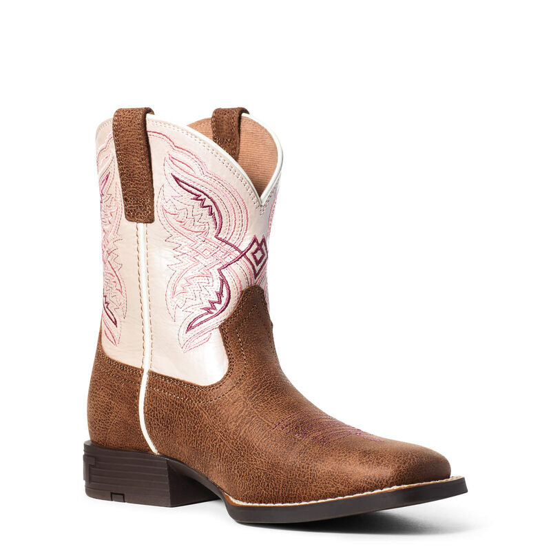 Ariat Girls Youth Double Kicker Western Boots - Adobe Tan