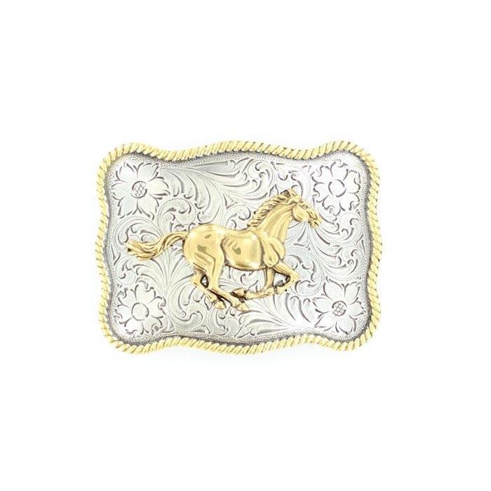 Nocona Men's Rectangle Horse Buckle - Running Horse - Irvine Tack & Western Wear