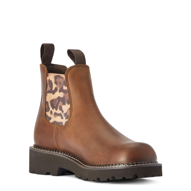 Ariat Women's Fatbaby Twin Gore Western Boots - Distressed Tan/Cheetah