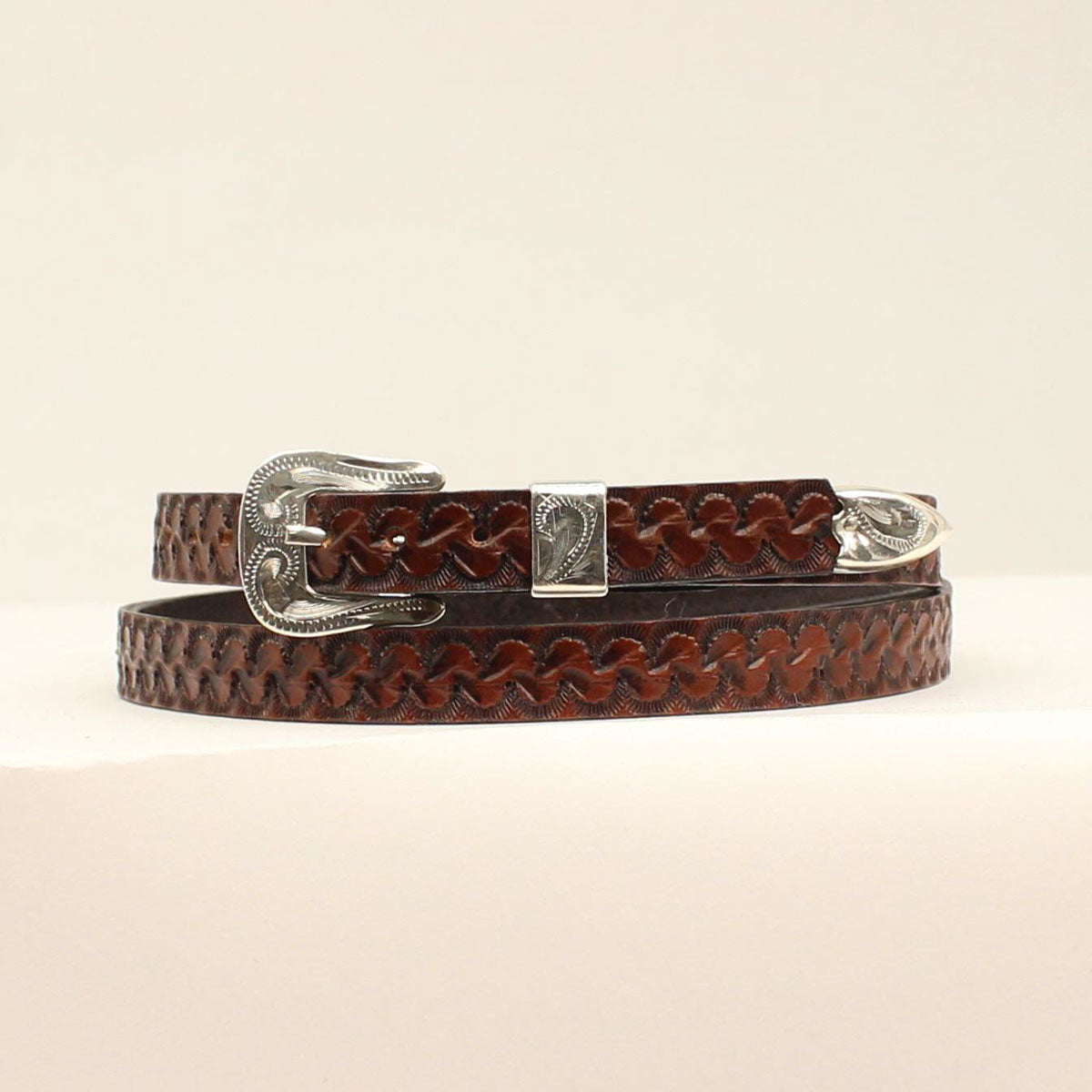 Twister Hand Tooled Hat Band - Brown