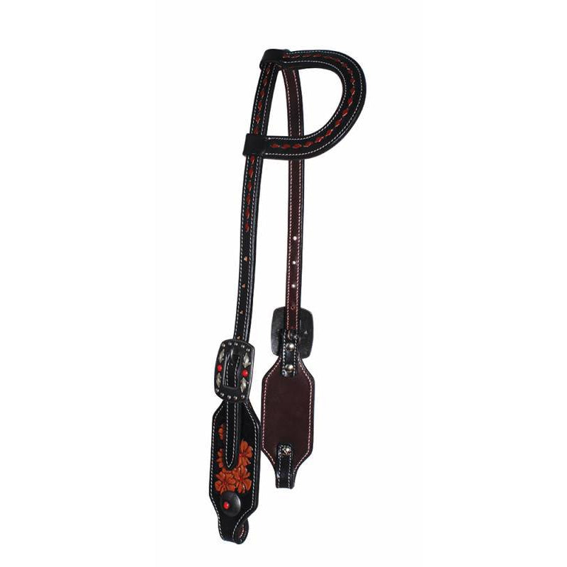 Professional's Choice Headstall Floral Black/Red