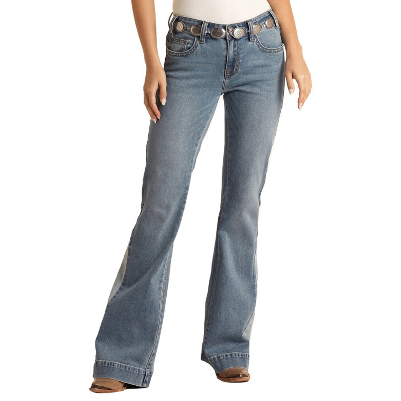 Rock & Roll Women's Patch Dye Mid Rise Jeans