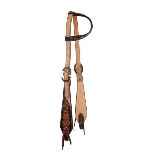 Professional's Choice Single Ear Headstall - Black Floral Roughout