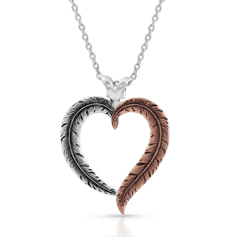 Montana Silversmiths Necklace Hearts Aflutter Feather