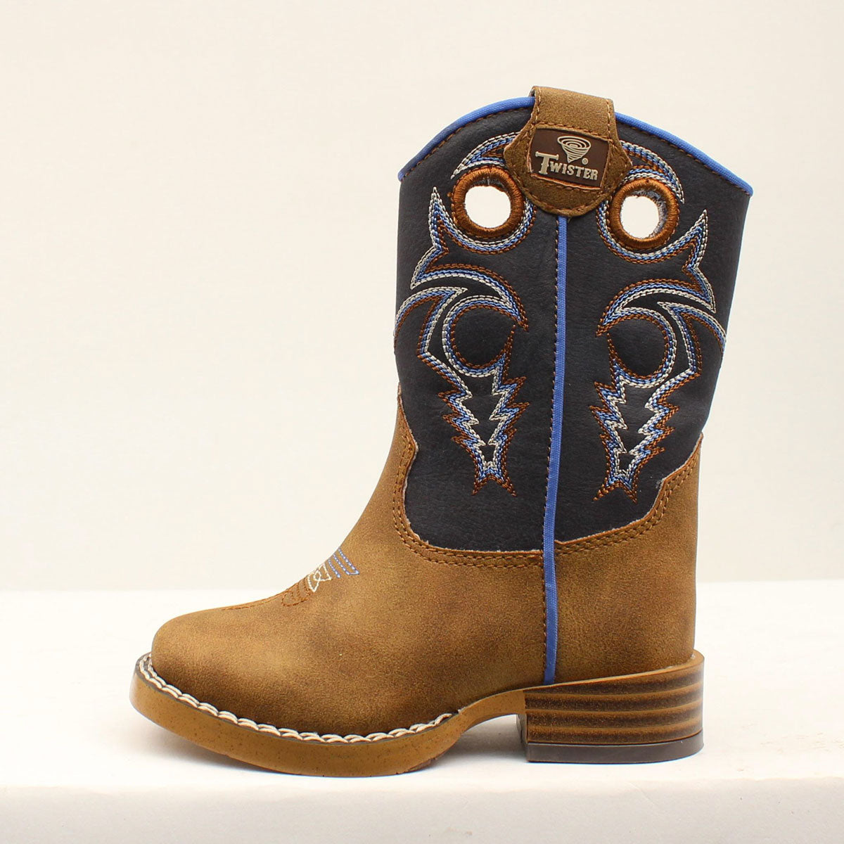 Twister Toddler Ben Western Boots w/Zipper Access - Navy/Brown