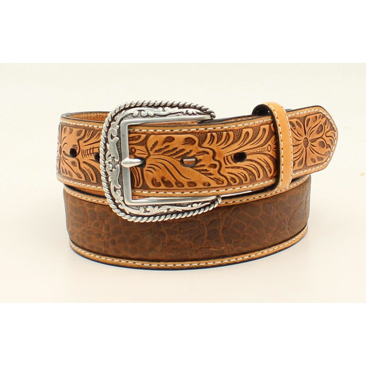 Ariat Men's Floral Crocodile Belt - Tan