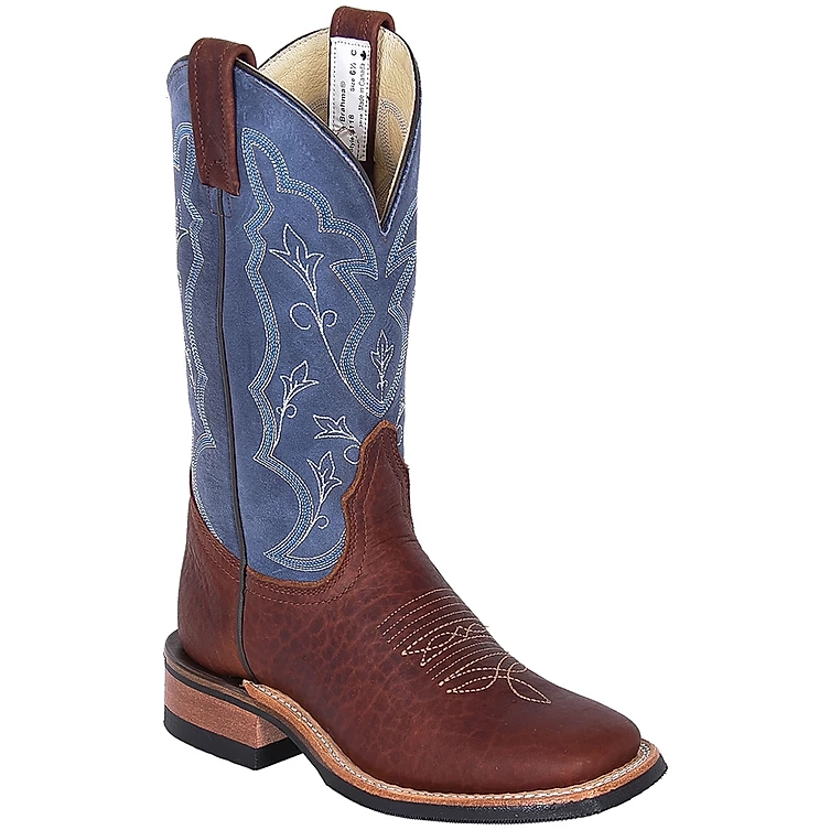 Brahma Women's Roper Boot - Pecan Rowdy Bison/Tussuto Navy