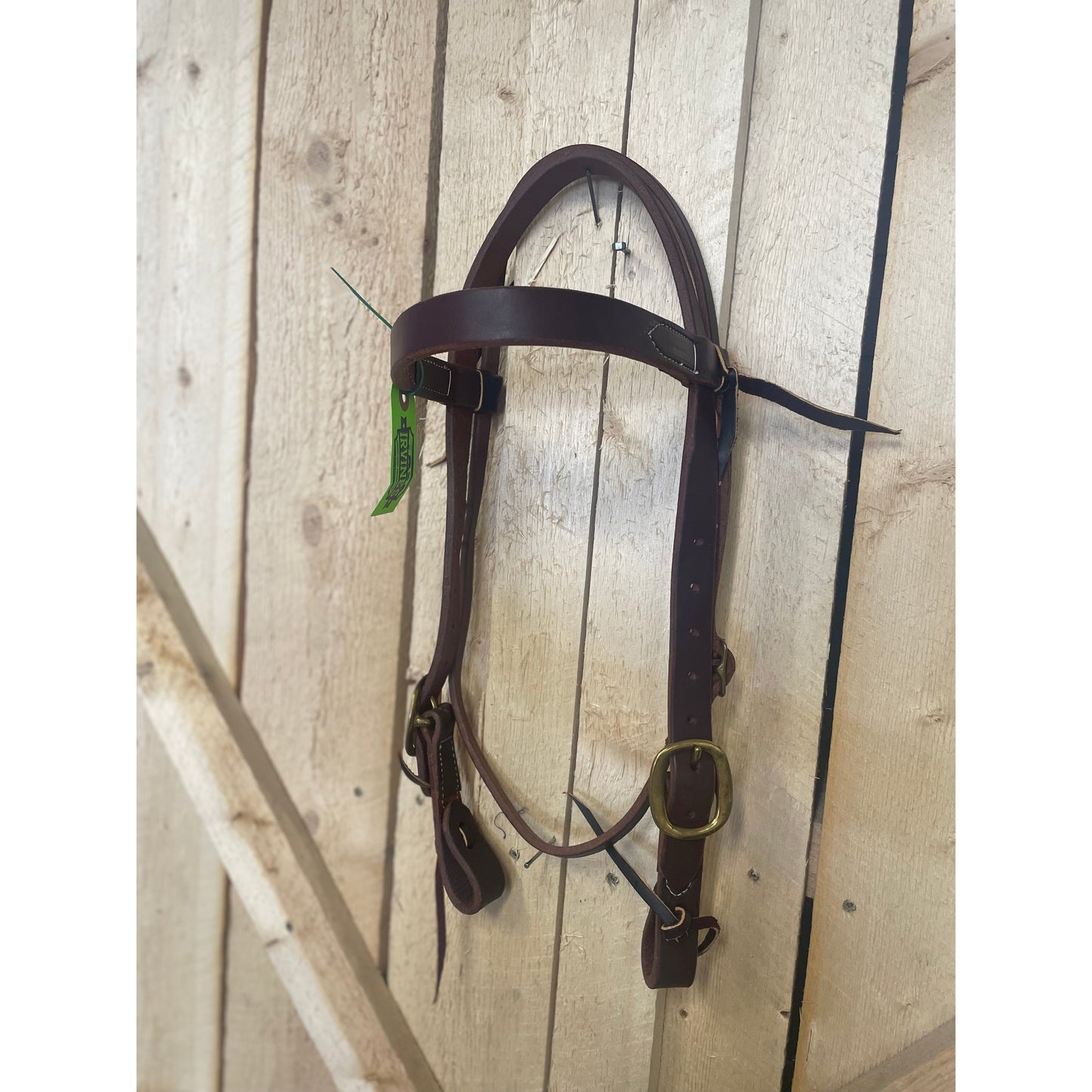 Irvine 2 Buckle Browband Headstall w/Brass Hardware - Dark Oil