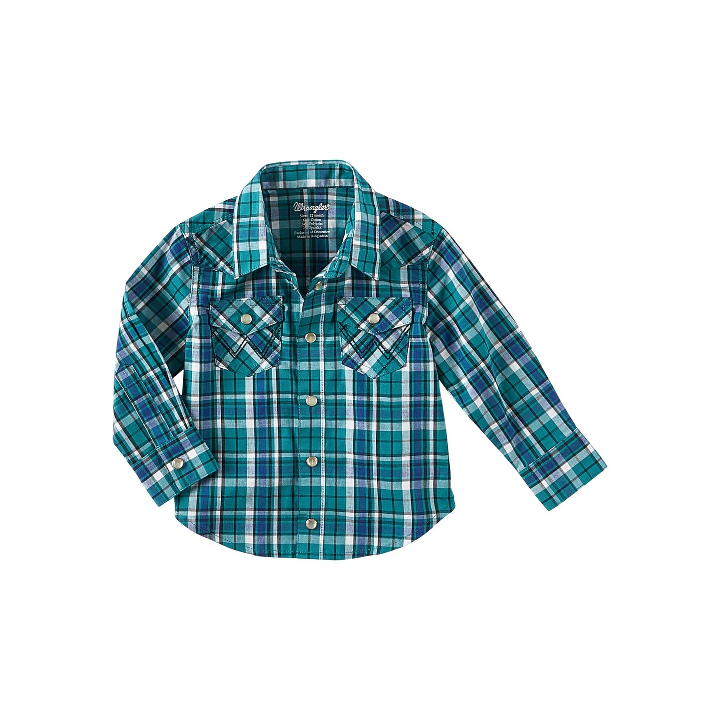 Wrangler Boy's LS Snap Plaid Shirt - Teal