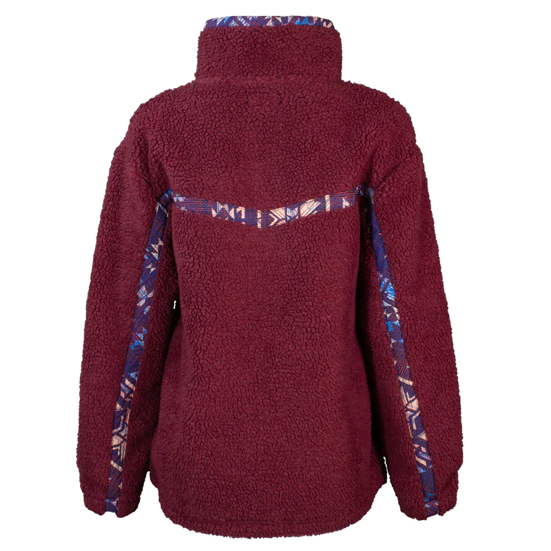 Hooey Women's Sherpa Pullover - Pink w/Purple Aztec