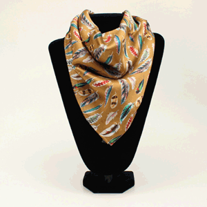 M&F 21x21 Silk Feather Wild Rag - Gold