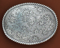 Nocona Men's Oval Floral Scrolled Buckle - Silver