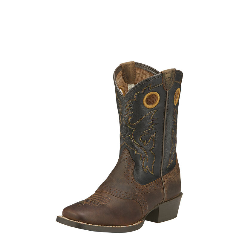 Ariat Youth Heritage Roughstock Western Boots - Distressed Brown