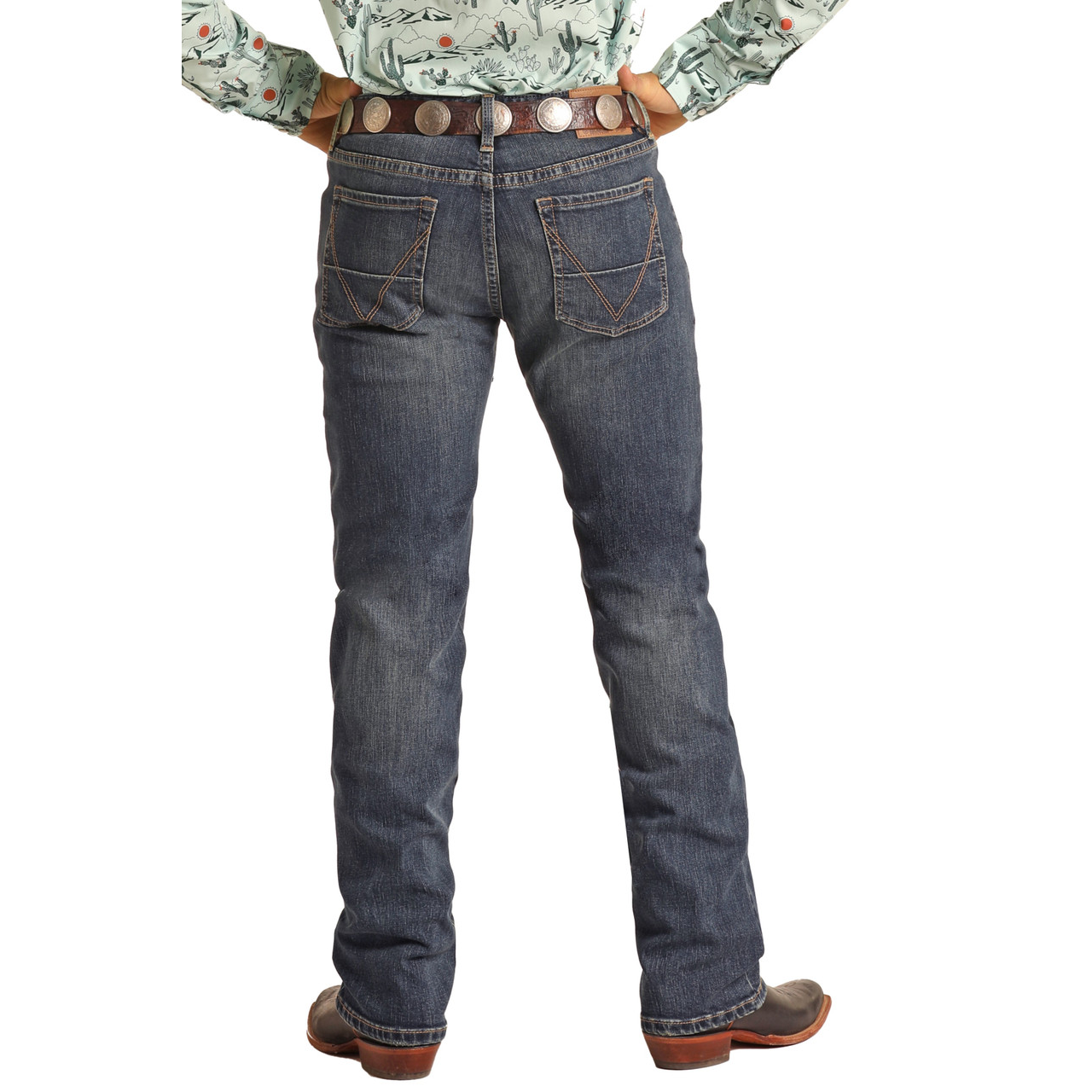 Rock & Roll Mens Vintage '46 Dale Brisby Slim Fit Stretch Straight Jeans - Dark Vintage