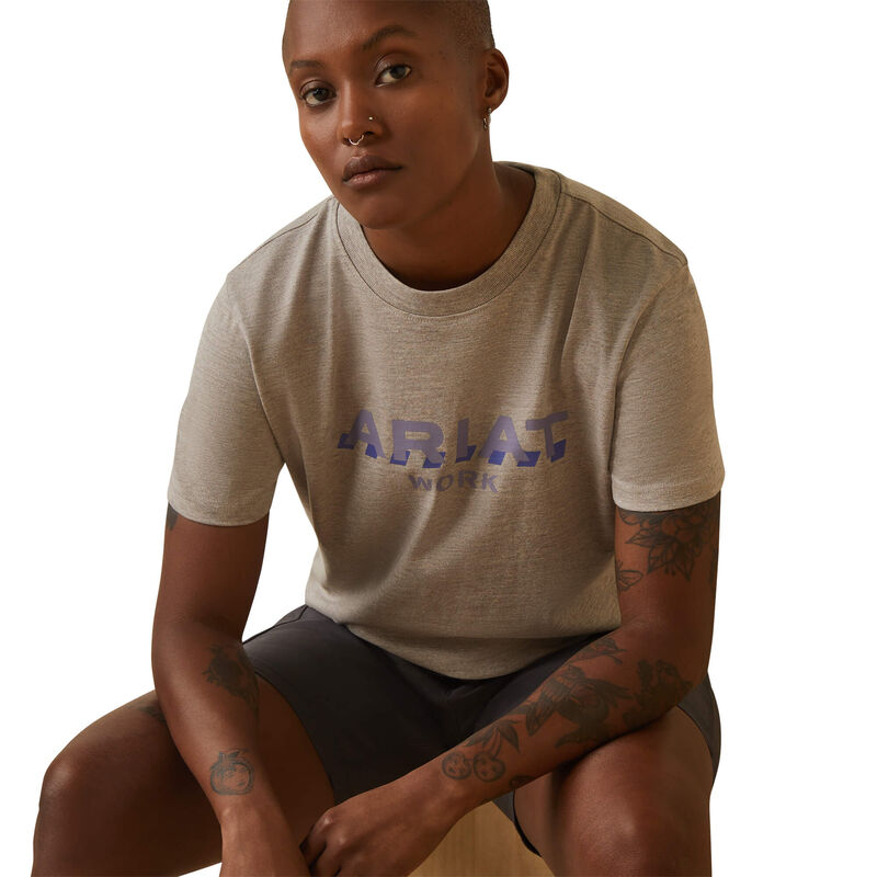 Ariat Womens Rebar Cotton Strong Logo T-shirt - Portabella Heather