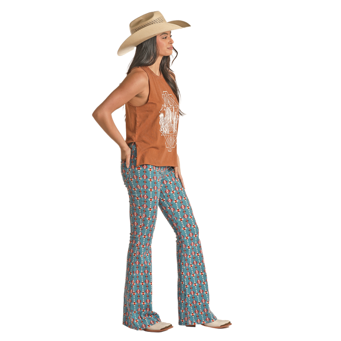 Rock & Roll Women's Blue Aztec Pull On Flare - Irvine Tack & Western Wear