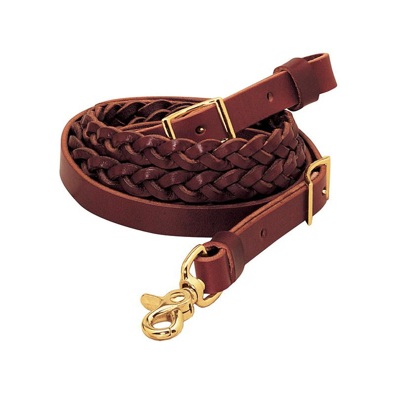 Weaver Leather Latigo Leather 3-Plait Roper Rein 5/8"  - Burgundy