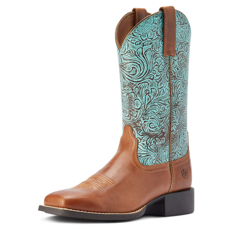 Ariat Women's Round Up Wide Square Toe Western Boots - Beduino Brown**FINAL SALE**