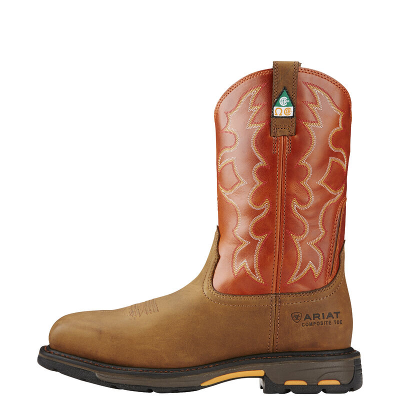 Ariat Men's WorkHog Wide Square Toe CSA Composite Toe Work Boots - Dark Earth