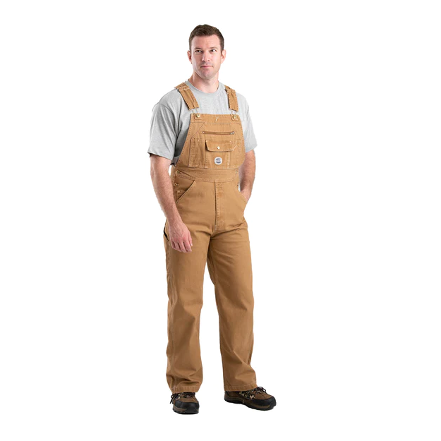 Berne Men's Vintage Washed Duck Bib Overalls - Brown Duck