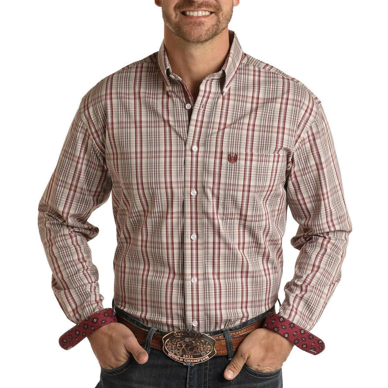 Rough Stock Men's LS Button w/Crest