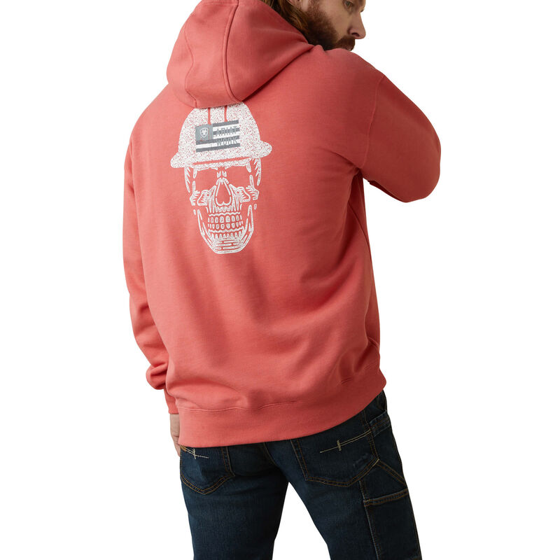 Ariat Mens Rebar Roughneck Pullover Hoodie - Spiced Coral Heather