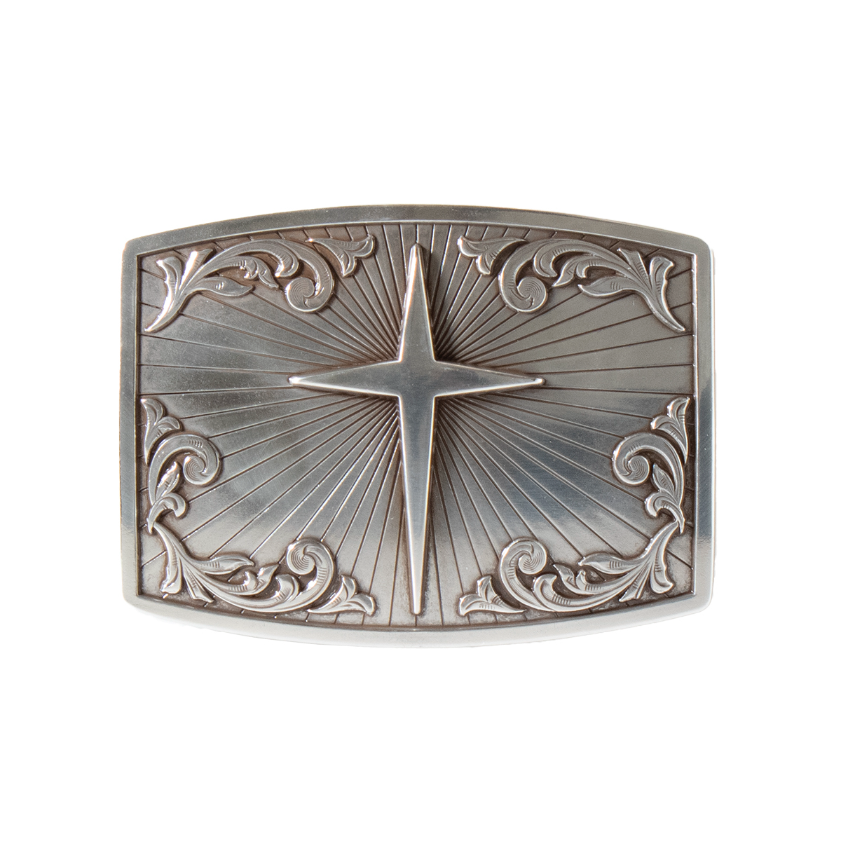 Nocona Men's Rectangle Floral Cross Buckle - Silver - Irvine Tack & Western Wear