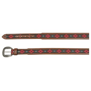 Red Dirt Mens Tapered Belt - Red/Turquoise Southwest Pattern