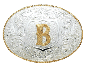 Crumrine Youth Gold Rope Edge Buckle - Gold Initial Motif