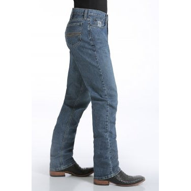 Cinch Men's Silver Label Slim Straight Jean - Medium Stonewash