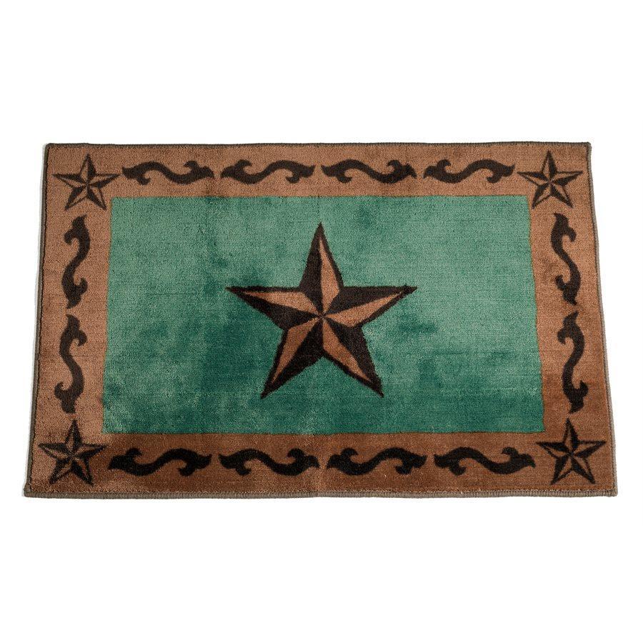 HiEnd Accents Turquoise Accent Rug - Emblazoned w/Western Stars and Scrolls