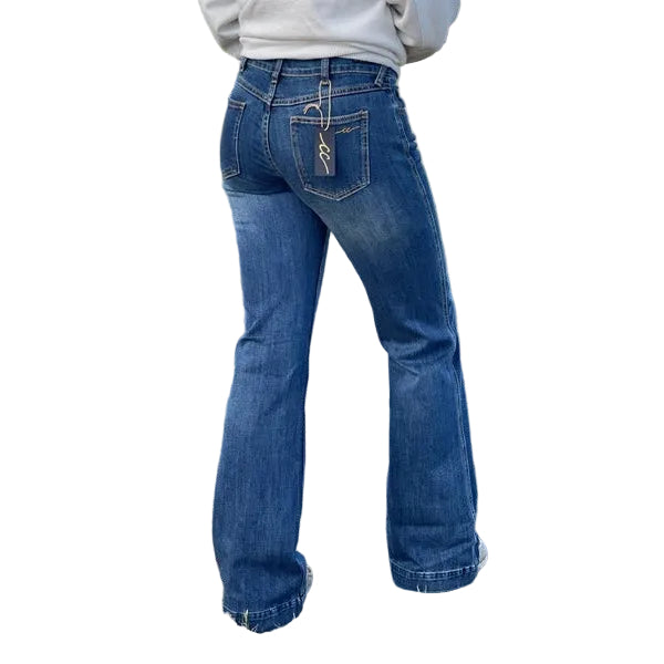 Cowgirl Couture Women's Magie Mid Rise Trouser Jeans - Dark Wash - Irvine Tack & Western Wear